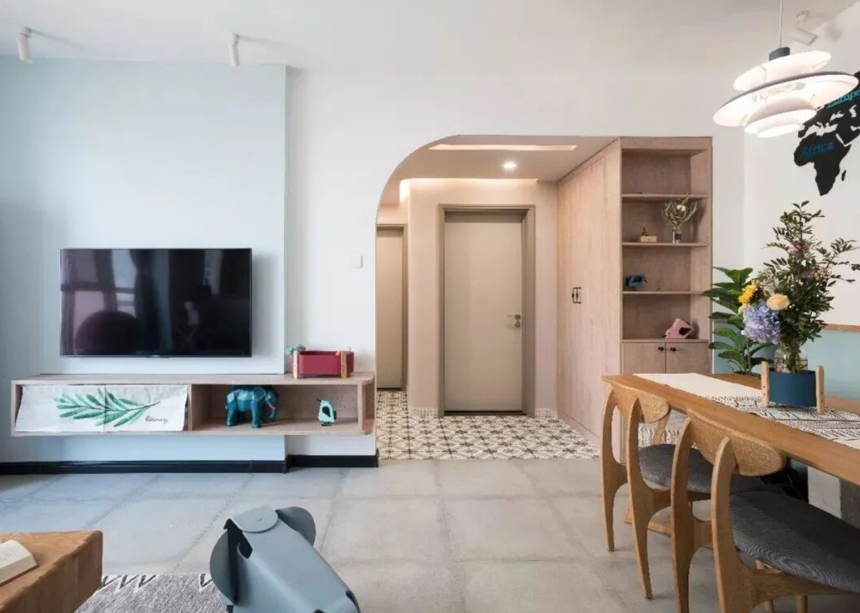 78㎡北欧风二居：开放式布局 + 清新配色，小空间满是朝气！